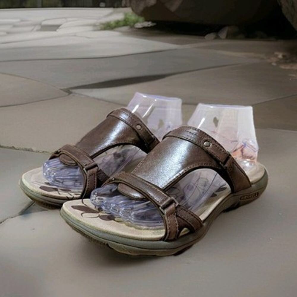 Merrell Bracken Womens Size 8 EU 39 Brown Leather Slide Comfort Sandals J62322